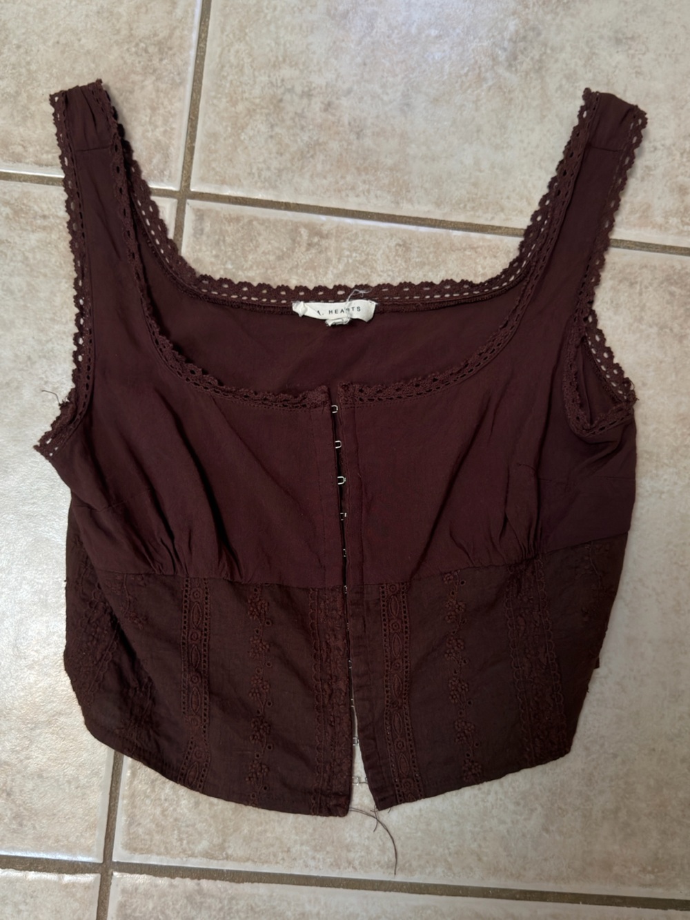 La Hearts Dark Brown Lace-Trim Camisole